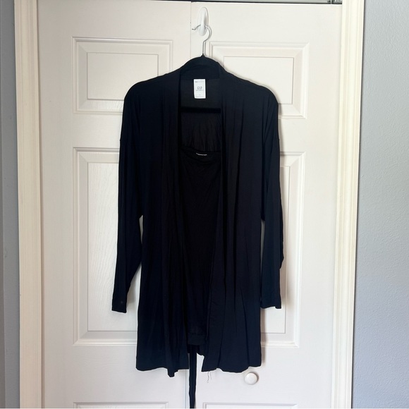 Gap Maternity Black Pajama Set Cami Robe Pants Size Large Modal Soft - Picture 1 of 11